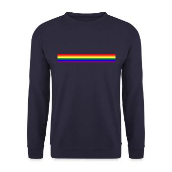 Regenbogenflagge als Streifen - Unisex Pullover - Navy - Vorne - Alina (178cm) & Michal (187cm)