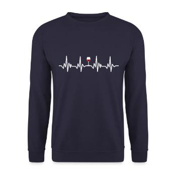 Red wine - EKG HEARTBEAT - Unisex Sweatshirt - navy - Front - Alina (178cm) & Michal (187cm)