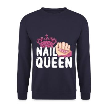 Nail Queen Salon Manicurist Technician - Unisex Pullover - Navy - Vorne - Alina (178cm) & Michal (187cm)