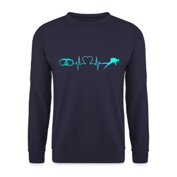 Scuba Diving Tauchen Herzschlag Diver Schnorcheln - Unisex Pullover - Navy - Vorne - Alina (178cm) & Michal (187cm)
