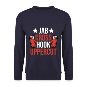Boxing Jab Cross Hook Uppercut - Unisex Pullover - Navy - Vorne - Alina (178cm) & Michal (187cm)
