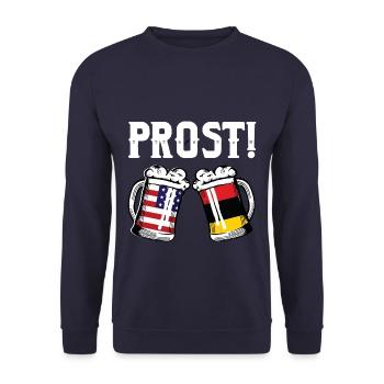 Prost Beer American German Flag - Unisex Pullover - Navy - Vorne - Alina (178cm) & Michal (187cm)