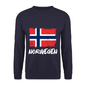 Nowegen Flagge Norway Norwegische Fahne Geschenk - Unisex Pullover - Navy - Vorne - Alina (178cm) & Michal (187cm)