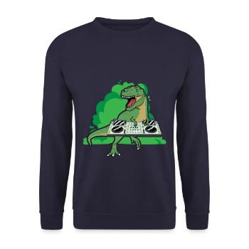Tyrannosaurus DJ - Unisex Pullover - Navy - Vorne - Alina (178cm) & Michal (187cm)