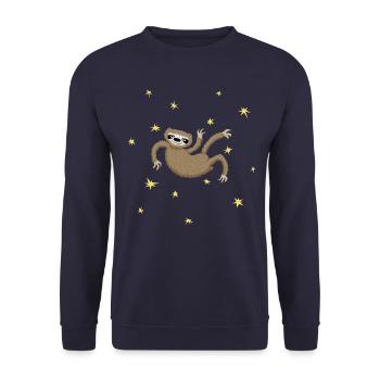 Faultier_Weltall - Unisex Pullover - Navy - Vorne - Alina (178cm) & Michal (187cm)