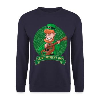 Lutin irlandais avec guitare shamrock en costume vert - Sweat-shirt Unisexe - marine - Devant - Alina (178cm) & Michal (187cm)