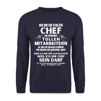 Ich bin ein stolzer Chef von verdammt tollen... - Unisex Pullover - Navy - Vorne - Alina (178cm) & Michal (187cm)