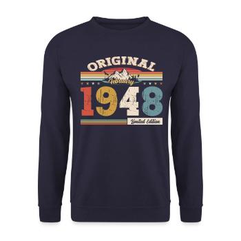 77ème anniversaire cadeau mari Original février 1948 - Sweat-shirt Unisexe - marine - Devant - Alina (178cm) & Michal (187cm)