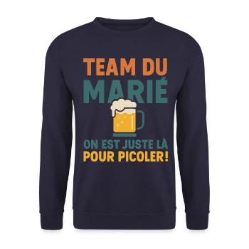 team du marié EVG enterrement de vie de garçon - Sweat-shirt Unisexe - marine - Devant - Alina (178cm) & Michal (187cm)