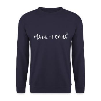 Made in China weiß - Unisex Pullover - Navy - Vorne - Alina (178cm) & Michal (187cm)