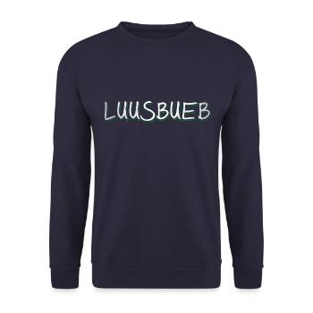 Badische Sprüche > Luusbueb - Unisex Pullover - Navy - Vorne - Alina (178cm) & Michal (187cm)