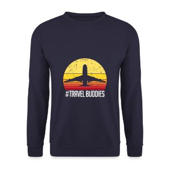Travel Buddies Weltreise Adventure Freund Geschenk - Unisex Pullover - Navy - Vorne - Alina (178cm) & Michal (187cm)
