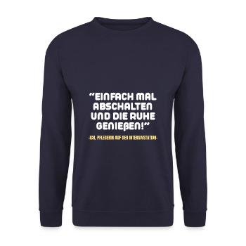 Pflegerin Intensivstation Krankenschwester Spruch - Unisex Pullover - Navy - Vorne - Alina (178cm) & Michal (187cm)