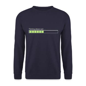 Thinking please wait. , , - Unisex Sweatshirt - navy - Front - Alina (178cm) & Michal (187cm)