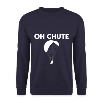 Funny Parachuting Oh Chute - Unisex Pullover - Navy - Vorne - Alina (178cm) & Michal (187cm)