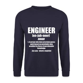 Funny Engineer Description - Unisex Pullover - Navy - Vorne - Alina (178cm) & Michal (187cm)