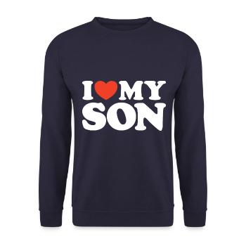 I love my son Herz Shirt - Unisex Pullover - Navy - Vorne - Alina (178cm) & Michal (187cm)