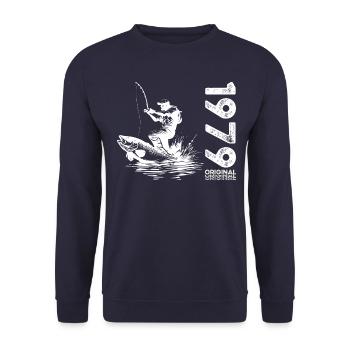 45ème anniversaire Pêcheur Pêche 1979 Millésime 1979 - Sweat-shirt Unisexe - marine - Devant - Alina (178cm) & Michal (187cm)