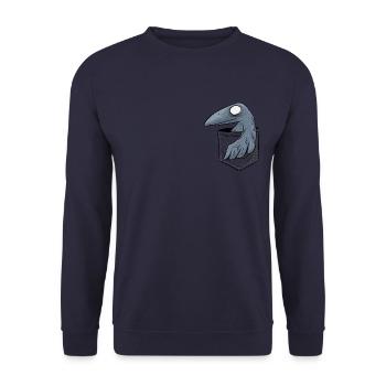 schwarzer Grufti Rabe Viking Krähe in der Tasche - Unisex Pullover - Navy - Vorne - Alina (178cm) & Michal (187cm)