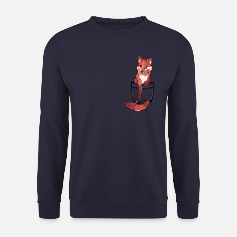 Pocket Cute Red Fox - Unisex Sweatshirt - navy