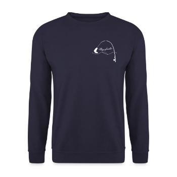 fliegenfischer - Unisex Pullover - Navy - Vorne - Alina (178cm) & Michal (187cm)