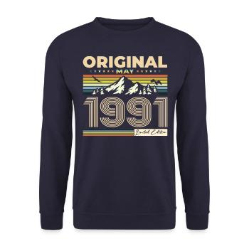 Original Mai 1991 Millésime 1991 Anniversaire 1991 - Sweat-shirt Unisexe - marine - Devant - Alina (178cm) & Michal (187cm)