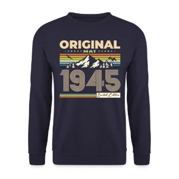 Original May 1945 Vintage 1945 Birthday 1945 - Unisex Sweatshirt - navy - Front - Alina (178cm) & Michal (187cm)