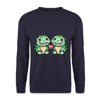 Alligator Paar Liebe Valentinstag - Unisex Pullover - Navy - Vorne - Alina (178cm) & Michal (187cm)