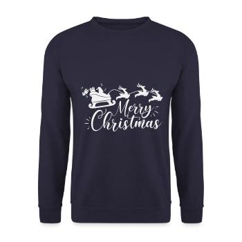 Joyeux Noël - Sleigh Santa Claus Noël - Sweat-shirt Unisexe - marine - Devant - Alina (178cm) & Michal (187cm)