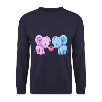 Couple de mammouths amour la Saint-Valentin - Sweat-shirt Unisexe - marine - Devant - Alina (178cm) & Michal (187cm)