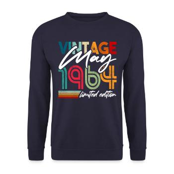 Vintage geboren Mai 1964 Geburtstag Mai 1964 - Unisex Pullover - Navy - Vorne - Alina (178cm) & Michal (187cm)