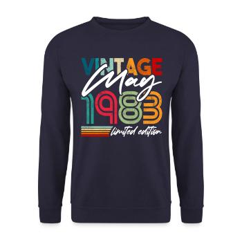 Vintage born May 1983 Birthday May 1983 - Unisex Sweatshirt - navy - Front - Alina (178cm) & Michal (187cm)