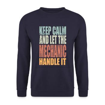 Keep Calm Mechanic Saying Mechanic Gift - Unisex Sweatshirt - navy - Front - Alina (178cm) & Michal (187cm)
