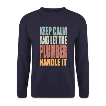 Keep Calm Plumber Saying Plumber Gift - Unisex Sweatshirt - navy - Front - Alina (178cm) & Michal (187cm)