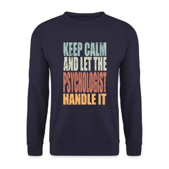 Restez calme Psychologue Disant Psychologue Cadeau - Sweat-shirt Unisexe - marine - Devant - Alina (178cm) & Michal (187cm)