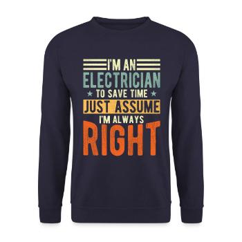 Elektriker - Unisex Pullover - Navy - Vorne - Alina (178cm) & Michal (187cm)