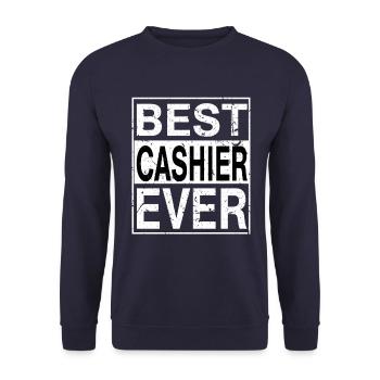 Bestes Kassierer-Geschenk aller Zeiten - Unisex Pullover - Navy - Vorne - Alina (178cm) & Michal (187cm)