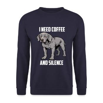 I Need Coffee and Silence Weimaraner Silbergeist - Unisex Pullover - Navy - Vorne - Alina (178cm) & Michal (187cm)