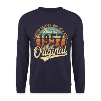 Original 1957 Vintage Anniversaire Rétro - Sweat-shirt Unisexe - marine - Devant - Alina (178cm) & Michal (187cm)