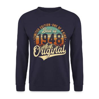 Original 1948 Vintage Birthday Retro - Unisex Sweatshirt - navy - Front - Alina (178cm) & Michal (187cm)