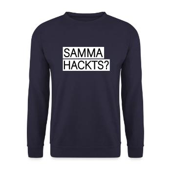 Samma Hackts? Lustig Witzig Ironie Sarkasumus - Unisex Pullover - Navy - Vorne - Alina (178cm) & Michal (187cm)