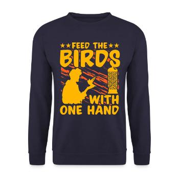 Feed the Birds with one hand - Unisex Sweatshirt - navy - Front - Alina (178cm) & Michal (187cm)