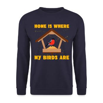 Zuhause ist, wo meine Vögel sind - Unisex Pullover - Navy - Vorne - Alina (178cm) & Michal (187cm)