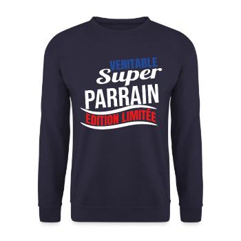 Véritable super Parrain édition limitée baptême - Sweat-shirt Unisexe - marine - Devant - Alina (178cm) & Michal (187cm)