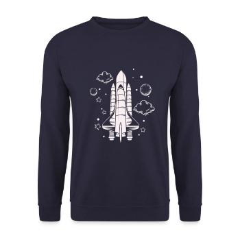 Vaisseau spatial - Astronaute spatial de fusée - Sweat-shirt Unisexe - marine - Devant - Alina (178cm) & Michal (187cm)