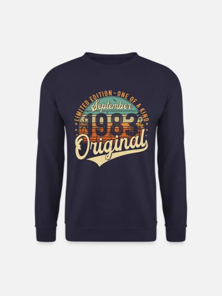 September 1983 Vintage Jahrgang Geburtstag Retro - Unisex Pullover - Navy