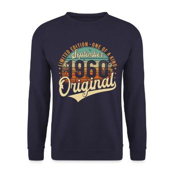 Septembre 1960 Vintage Anniversaire Rétro - Sweat-shirt Unisexe - marine - Devant - Alina (178cm) & Michal (187cm)