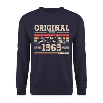 Original Juin 1969 Millésime 1969 Anniversaire 1969 - Sweat-shirt Unisexe - marine - Devant - Alina (178cm) & Michal (187cm)