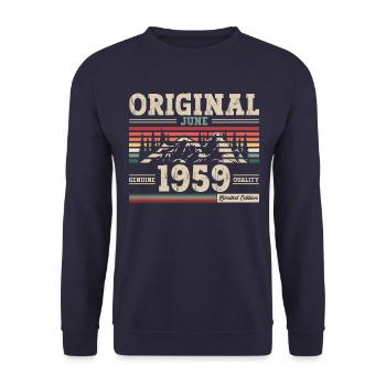 Original Juin 1959 Millésime 1959 Anniversaire 1959 - Sweat-shirt Unisexe - marine - Devant - Alina (178cm) & Michal (187cm)