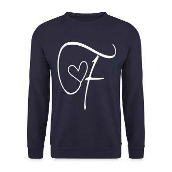 Buchstabe F Buchstabe-F Kalligrafie - Unisex Pullover - Navy - Vorne - Alina (178cm) & Michal (187cm)